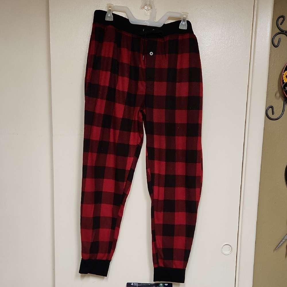 George Red and Black Plaid Jogger Sweatpants